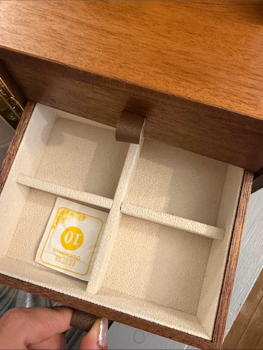 Walnut Jewelry Organizer Box Wooden Floral Box with Gold Handle 4 Tiered Womens - Picture 9 of 16